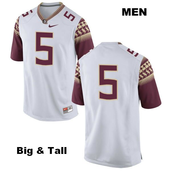 Men's NCAA Nike Florida State Seminoles #5 Dontavious Jackson College Big & Tall No Name White Stitched Authentic Football Jersey YKG7469YG